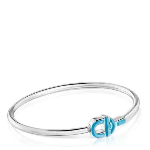 Pulseira escrava em prata e motivo na cor azul TOUS MANIFESTO