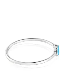 Pulseira escrava em prata e motivo na cor azul TOUS MANIFESTO