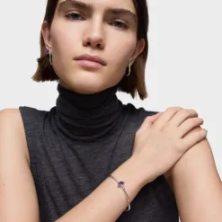 Pulseira escrava em prata e safira lilás criada em laboratório TOUS Color LGG