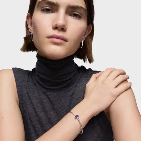 Pulseira escrava em prata e safira lilás criada em laboratório TOUS Color LGG