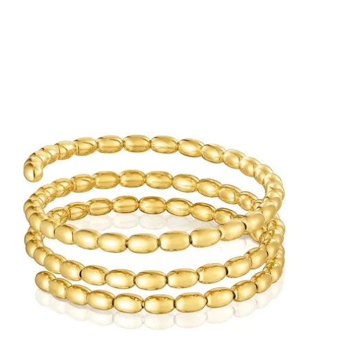 Pulseira escrava espiral banhada a ouro de 18 K sobre prata TOUS Basics