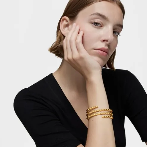 Pulseira escrava espiral banhada a ouro de 18 K sobre prata TOUS Basics