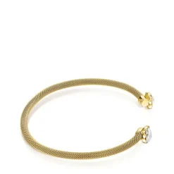 Pulseira estreita Mesh Color em Aço IP dourado e Howlita