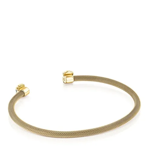 Pulseira estreita Mesh Color em Aço IP dourado e Howlita