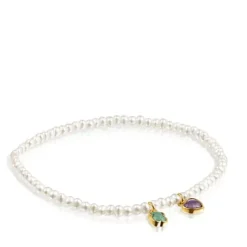Pulseira Glory em Pérolas e Prata Vermeil com Amazonite e Ametista