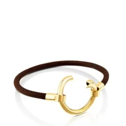 Pulseira Hold em Prata Vermeil e Couro