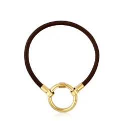 Pulseira Hold em Prata Vermeil e Couro