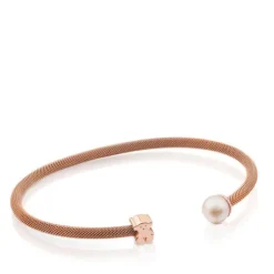 Pulseira Icon Mesh em Aço e Prata Vermeil rosa com Pérola