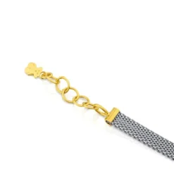 Pulseira Icon Mesh em Aço e Ouro