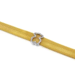 Pulseira Icon Mesh em ouro com diamantes