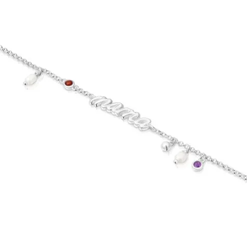 Pulseira Mama em prata, pérolas cultivadas e pedras preciosas TOUS Mama