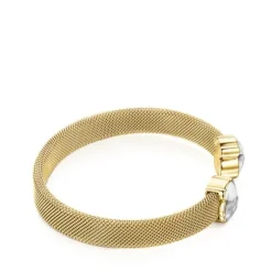 Pulseira Mesh Color em Aço IP dourado e Howlita