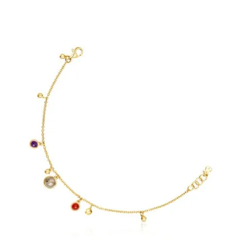 Pulseira motivos Plump em prata vermeil e pedras preciosas
