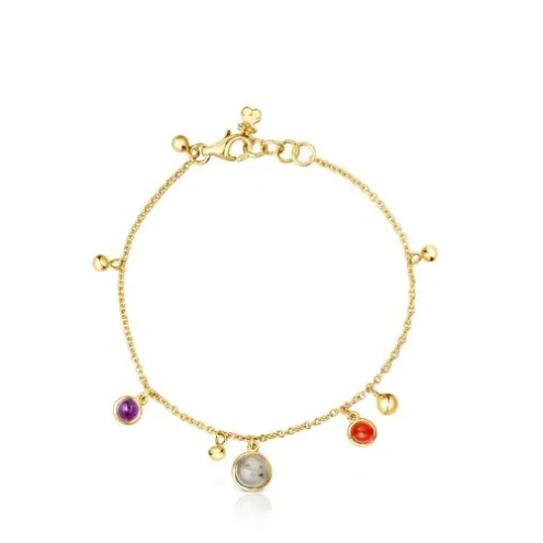 Pulseira motivos Plump em prata vermeil e pedras preciosas