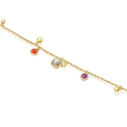 Pulseira motivos Plump em prata vermeil e pedras preciosas