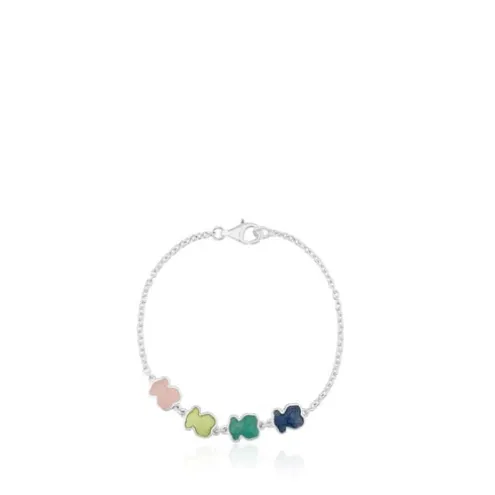 Pulseira New Color em Prata com Pedras Preciosas