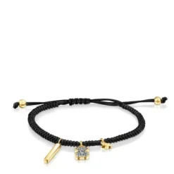 Pulseira Nocturne em Prata Vermeil, Diamantes e Cordão preto