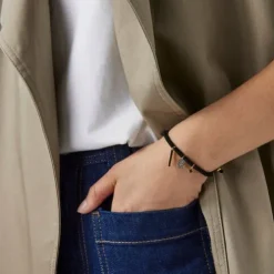 Pulseira Nocturne em Prata Vermeil, Diamantes e Cordão preto