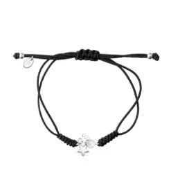 Pulseira Nocturne em Prata com Pérola e Cordão preto