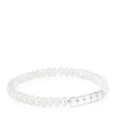 Pulseira Straight em Prata e Pérolas