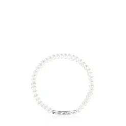 Pulseira Straight em Prata e Pérolas