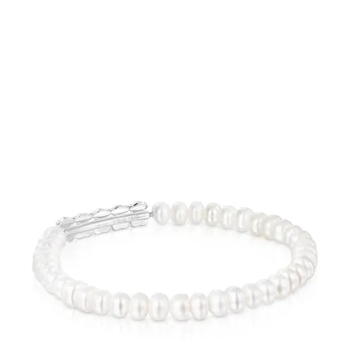 Pulseira Straight em Prata e Pérolas
