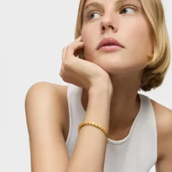 Pulseira Straight ursos em Prata Vermeil