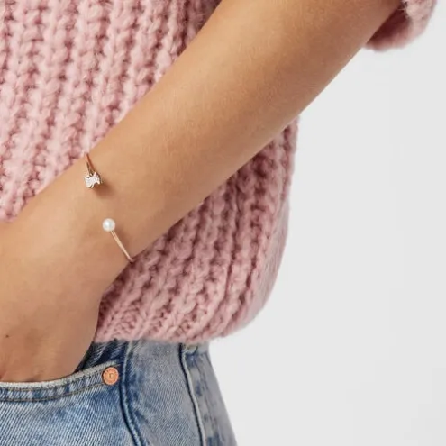 Pulseira Super Micro em Prata Vermeil rosa com Pérola
