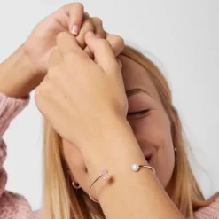 Pulseira Super Micro em Prata Vermeil rosa com Pérola