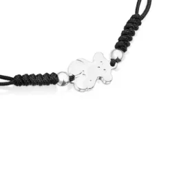 Pulseira Sweet Dolls urso em Prata e cordão preto