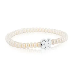 Pulseira Sweet Dolls urso de Pérolas e Prata