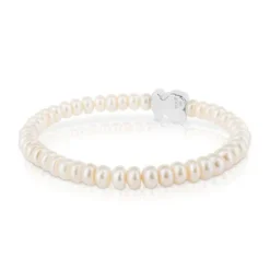 Pulseira Sweet Dolls urso de Pérolas e Prata