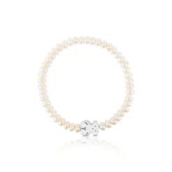 Pulseira Sweet Dolls urso de Pérolas e Prata