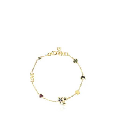 Pulseira Teddy Bear em Prata vermeil e Pedras preciosas