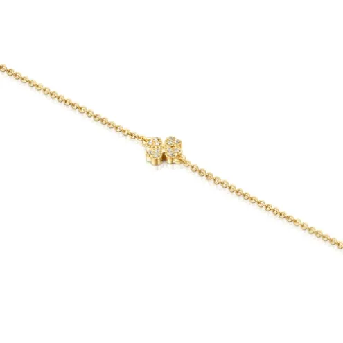 Pulseira TOUS Good Vibes trevo em Ouro e Diamantes