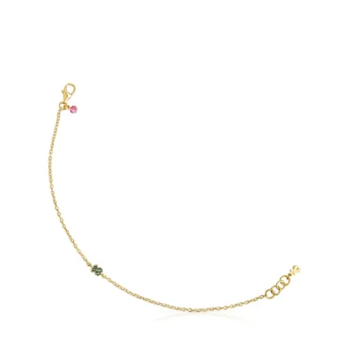 Pulseira TOUS New Motif em prata vermeil com urso de cromodiópsidos