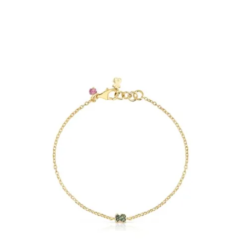 Pulseira TOUS New Motif em prata vermeil com urso de cromodiópsidos