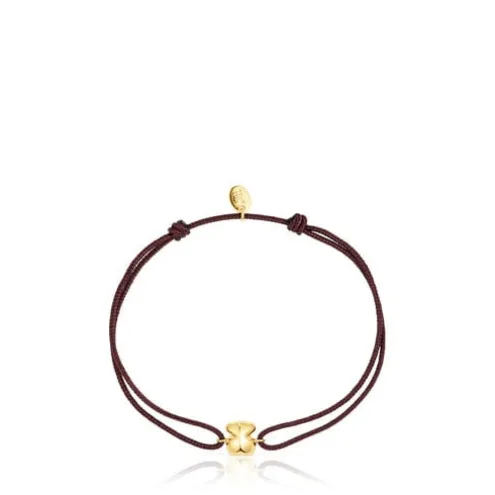Pulseira urso em ouro e cordão castanho TOUS Balloon