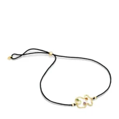 Pulseira urso Tsuri em nylon, ouro e pedras preciosas