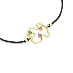 Pulseira urso Tsuri em nylon, ouro e pedras preciosas