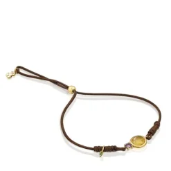 Pulseira Virtual Garden de nylon com citrino e ouro