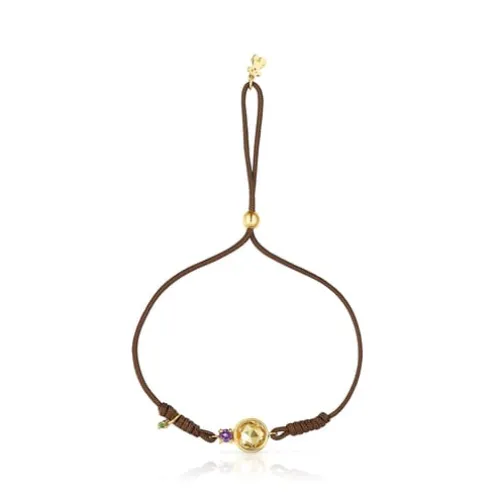 Pulseira Virtual Garden de nylon com citrino e ouro