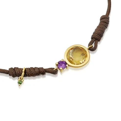 Pulseira Virtual Garden de nylon com citrino e ouro