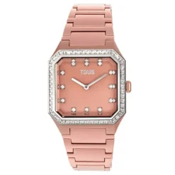 Relógio analógico com bracelete em alumínio rose gold e zircónias Karat Squared