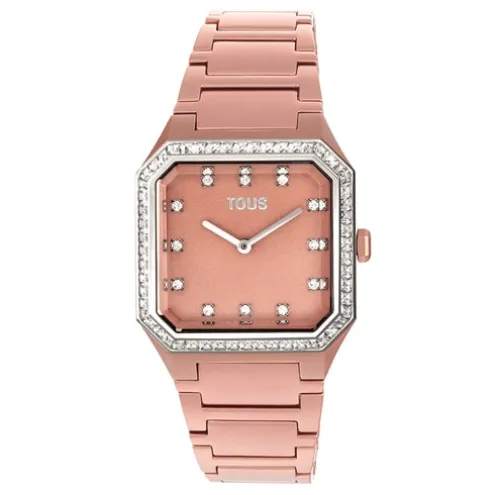 Relógio analógico com bracelete em alumínio rose gold e zircónias Karat Squared