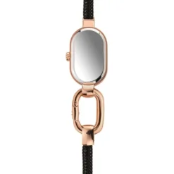 Relógio analógico com bracelete em aço IP preto e caixa em aço IPRG rosado TOUS Hold Oval