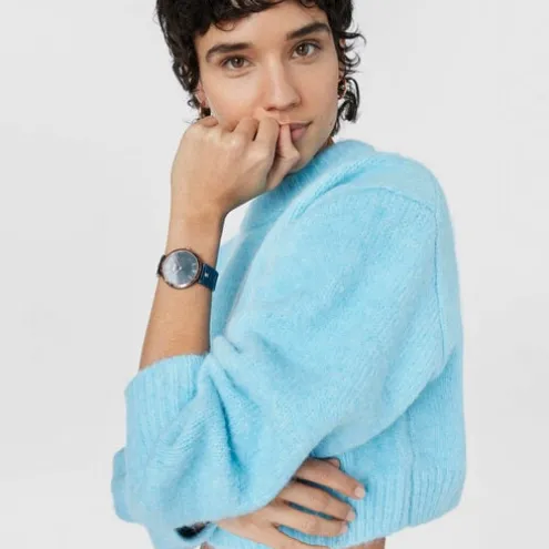 Relógio analógico com bracelete em aço IP azul e aço IPRG rosado S-Band