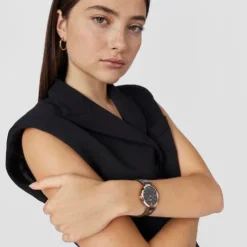 Relógio analógico com bracelete em aço IP cinzento e aço IPRG rosado S-Band