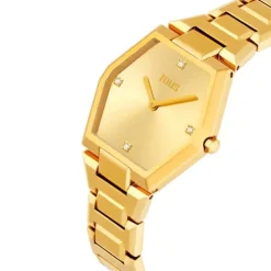 Relógio analógico com bracelete em aço IPG dourado Karat