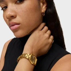 Relógio analógico com bracelete em aço IPG dourado Karat